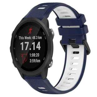 For Garmin Forerunner 245 20mm Sports Two-Color Silicone Watch Band(Midnight Blue+White)