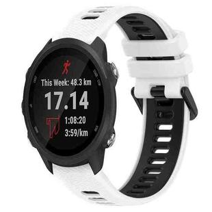 For Garmin Forerunner 245 Music 20mm Sports Two-Color Silicone Watch Band(White+Black)