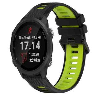 For Garmin Forerunner 245 Music 20mm Sports Two-Color Silicone Watch Band(Black+Green)