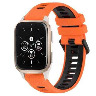 For Garmin Forerunner Sq2 Music 20mm Sports Two-Color Silicone Watch Band(Orange+Black)