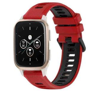 For Garmin Forerunner Sq2 Music 20mm Sports Two-Color Silicone Watch Band(Red+Black)