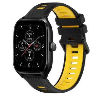 For Amazfit GTS 4 20mm Sports Two-Color Silicone Watch Band(Black+Yellow)