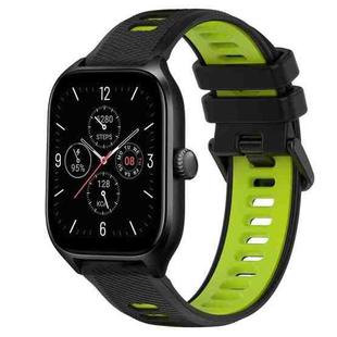 For Amazfit GTS 4 20mm Sports Two-Color Silicone Watch Band(Black+Green)