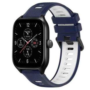 For Amazfit GTS 4 20mm Sports Two-Color Silicone Watch Band(Midnight Blue+White)