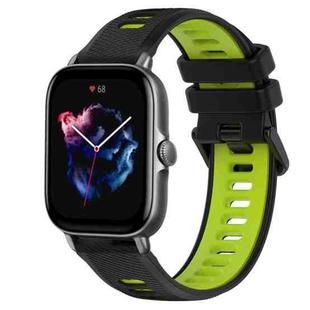 For Amazfit GTS 3 20mm Sports Two-Color Silicone Watch Band(Black+Green)