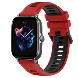 For Amazfit GTS 3 20mm Sports Two-Color Silicone Watch Band(Red+Black)