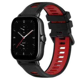 For Amazfit GTS 2E 20mm Sports Two-Color Silicone Watch Band(Black+Red)