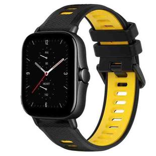For Amazfit GTS 2E 20mm Sports Two-Color Silicone Watch Band(Black+Yellow)