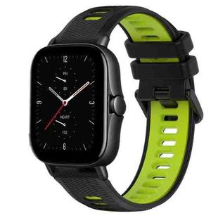 For Amazfit GTS 2E 20mm Sports Two-Color Silicone Watch Band(Black+Green)