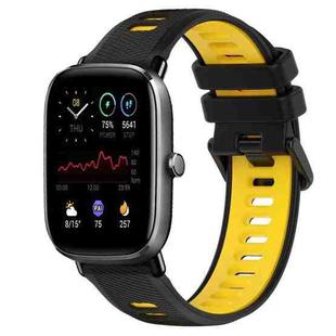 For Amazfit GTS 2 Mini 20mm Sports Two-Color Silicone Watch Band(Black+Yellow)