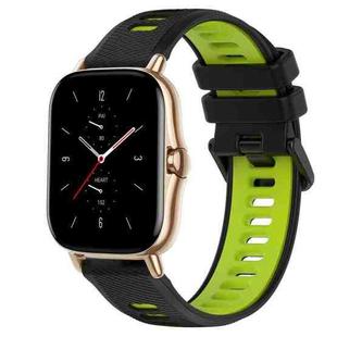 For Amazfit GTS 2 20mm Sports Two-Color Silicone Watch Band(Black+Green)