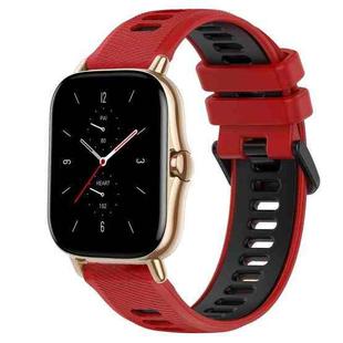 For Amazfit GTS 2 20mm Sports Two-Color Silicone Watch Band(Red+Black)