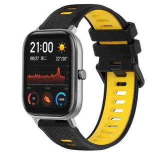For Amazfit GTS 20mm Sports Two-Color Silicone Watch Band(Black+Yellow)