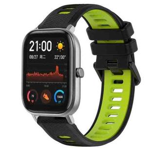 For Amazfit GTS 20mm Sports Two-Color Silicone Watch Band(Black+Green)