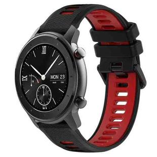 For Amazfit GTR 42mm 20mm Sports Two-Color Silicone Watch Band(Black+Red)