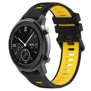 For Amazfit GTR 42mm 20mm Sports Two-Color Silicone Watch Band(Black+Yellow)