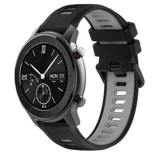 For Amazfit GTR 42mm 20mm Sports Two-Color Silicone Watch Band(Black+Grey)