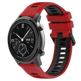 For Amazfit GTR 42mm 20mm Sports Two-Color Silicone Watch Band(Red+Black)