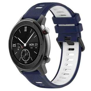 For Amazfit GTR 42mm 20mm Sports Two-Color Silicone Watch Band(Midnight Blue+White)