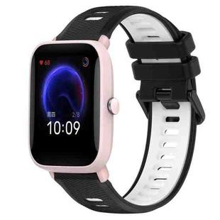 For Amazfit Pop Pro 20mm Sports Two-Color Silicone Watch Band(Black+White)