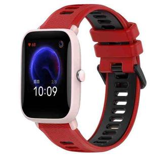 For Amazfit Pop Pro 20mm Sports Two-Color Silicone Watch Band(Red+Black)
