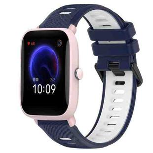 For Amazfit Pop Pro 20mm Sports Two-Color Silicone Watch Band(Midnight Blue+White)