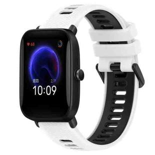 For Amazfit Pop 20mm Sports Two-Color Silicone Watch Band(White+Black)