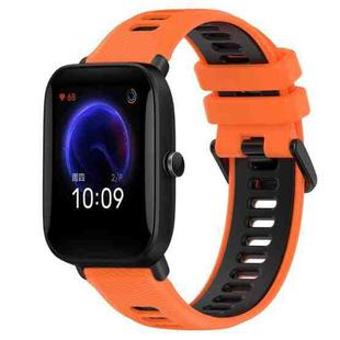 For Amazfit Pop 20mm Sports Two-Color Silicone Watch Band(Orange+Black)