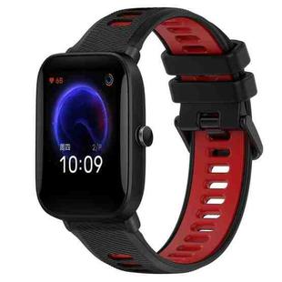 For Amazfit Pop 20mm Sports Two-Color Silicone Watch Band(Black+Red)