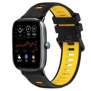 For Amazfit GTS 4 Mini 20mm Sports Two-Color Silicone Watch Band(Black+Yellow)