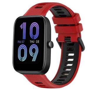 For Amazfit Bip3 20mm Sports Two-Color Silicone Watch Band(Red+Black)