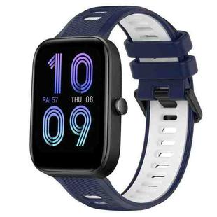 For Amazfit Bip3 20mm Sports Two-Color Silicone Watch Band(Midnight Blue+White)