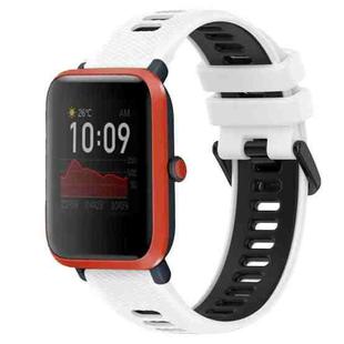 For Amazfit Bip 1S 20mm Sports Two-Color Silicone Watch Band(White+Black)