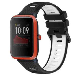 For Amazfit Bip 1S 20mm Sports Two-Color Silicone Watch Band(Black+White)