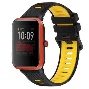 For Amazfit Bip 1S 20mm Sports Two-Color Silicone Watch Band(Black+Yellow)