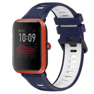 For Amazfit Bip 1S 20mm Sports Two-Color Silicone Watch Band(Midnight Blue+White)