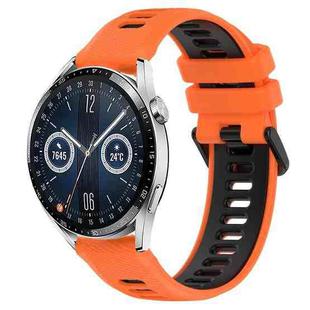 For Huawei Watch GT3 42mm 20mm Sports Two-Color Silicone Watch Band(Orange+Black)
