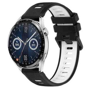 For Huawei Watch GT3 42mm 20mm Sports Two-Color Silicone Watch Band(Black+White)