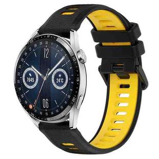 For Huawei Watch GT3 42mm 20mm Sports Two-Color Silicone Watch Band(Black+Yellow)