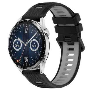 For Huawei Watch GT3 42mm 20mm Sports Two-Color Silicone Watch Band(Black+Grey)