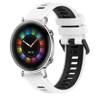 For Huawei Watch GT2 42mm 20mm Sports Two-Color Silicone Watch Band(White+Black)
