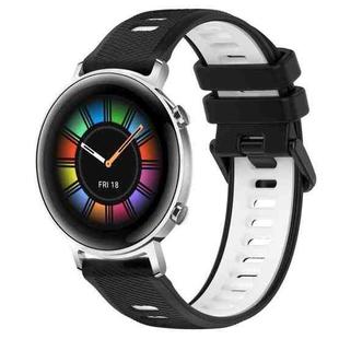 For Huawei Watch GT2 42mm 20mm Sports Two-Color Silicone Watch Band(Black+White)