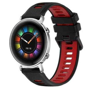 For Huawei Watch GT2 42mm 20mm Sports Two-Color Silicone Watch Band(Black+Red)