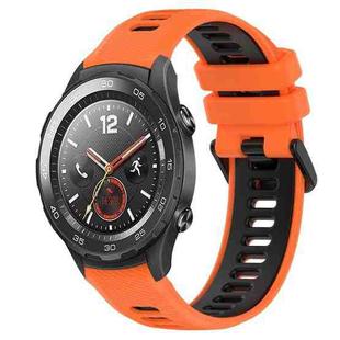 For Huawei Watch 2 20mm Sports Two-Color Silicone Watch Band(Orange+Black)