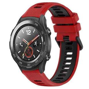 For Huawei Watch 2 20mm Sports Two-Color Silicone Watch Band(Red+Black)