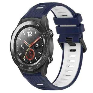 For Huawei Watch 2 20mm Sports Two-Color Silicone Watch Band(Midnight Blue+White)