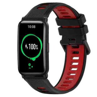 For Honor Watch ES 20mm Sports Two-Color Silicone Watch Band(Black+Red)