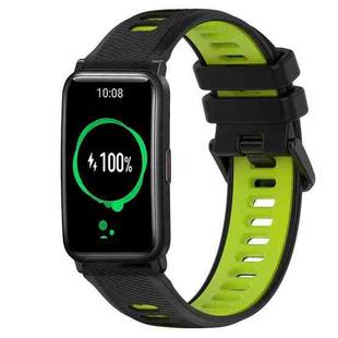 For Honor Watch ES 20mm Sports Two-Color Silicone Watch Band(Black+Green)