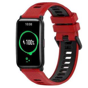 For Honor Watch ES 20mm Sports Two-Color Silicone Watch Band(Red+Black)