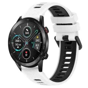 For Honor Magic Watch2 42mm 20mm Sports Two-Color Silicone Watch Band(White+Black)